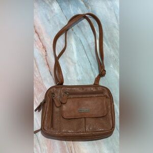 EUC Multisac crossbody bag, floral embossed, lots of compartments
